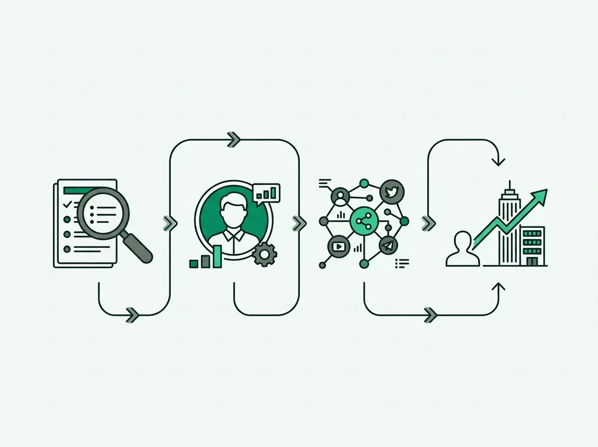 An icon-based illustration of a four-step process for resolving an anonymous user's identity.