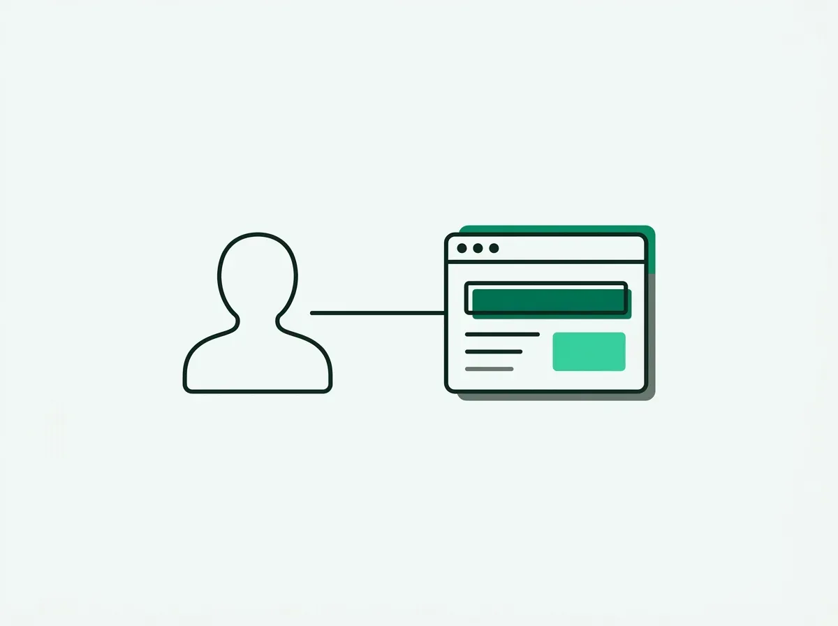 An illustration of a person icon connected by a line to a browser window icon, representing a lead with a source URL.