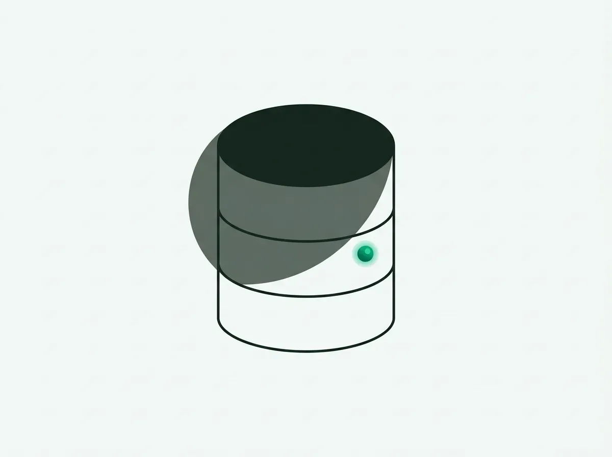 An illustration of a database with a large blind spot, and a single piece of real-time data floating just outside of it.