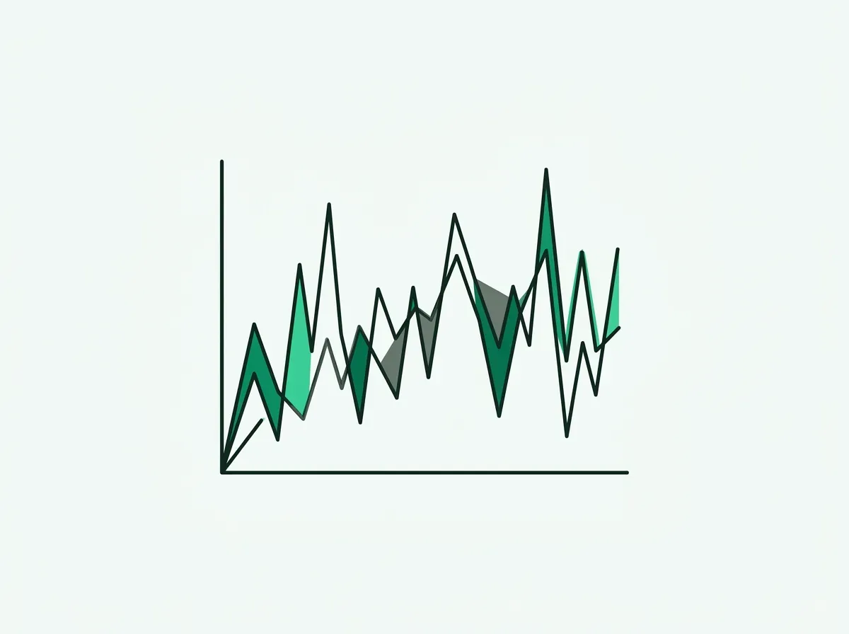A simple line graph with a wildly unpredictable, jagged line, representing volatile costs.